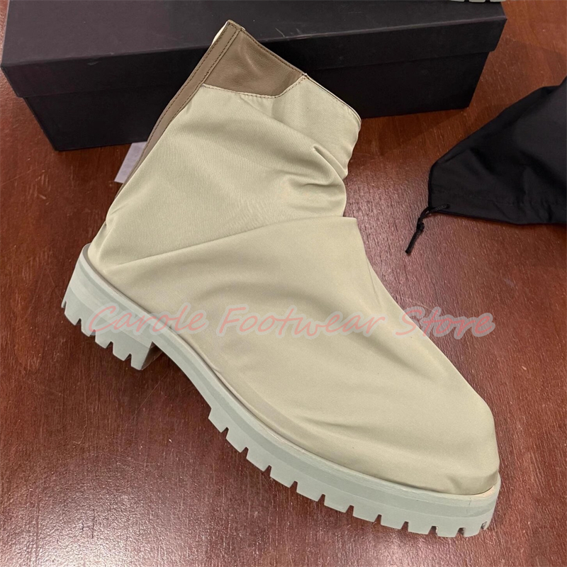 Men'S Shoes To Increase Height - Pleated Nylon Cloth High Top Male