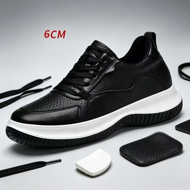 White Cow Leather Elevator Sne - Men'S Shoes To Increase Height recension och pris