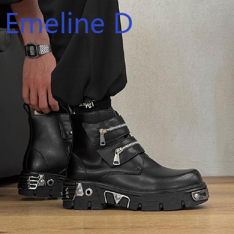 Dark Punk High Top Shoes Fashi - Men'S Shoes To Increase Height recension och pris