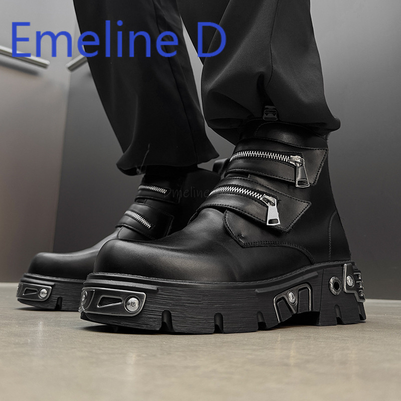 Dark Punk High Top Shoes Fashi - Men'S Shoes To Increase Height recension och pris