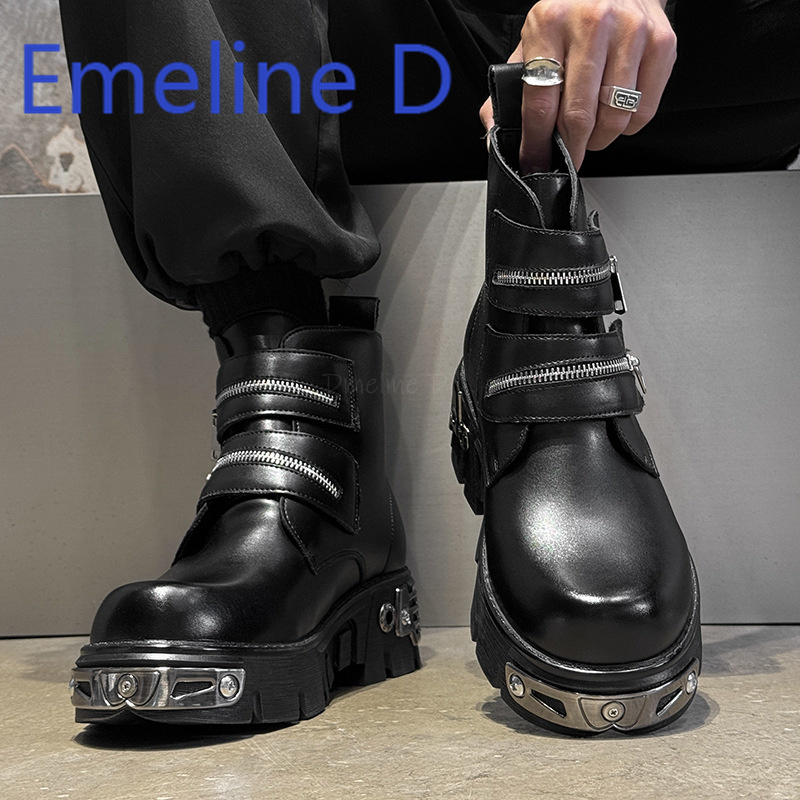 Dark Punk High Top Shoes Fashi - Men'S Shoes To Increase Height recension och pris